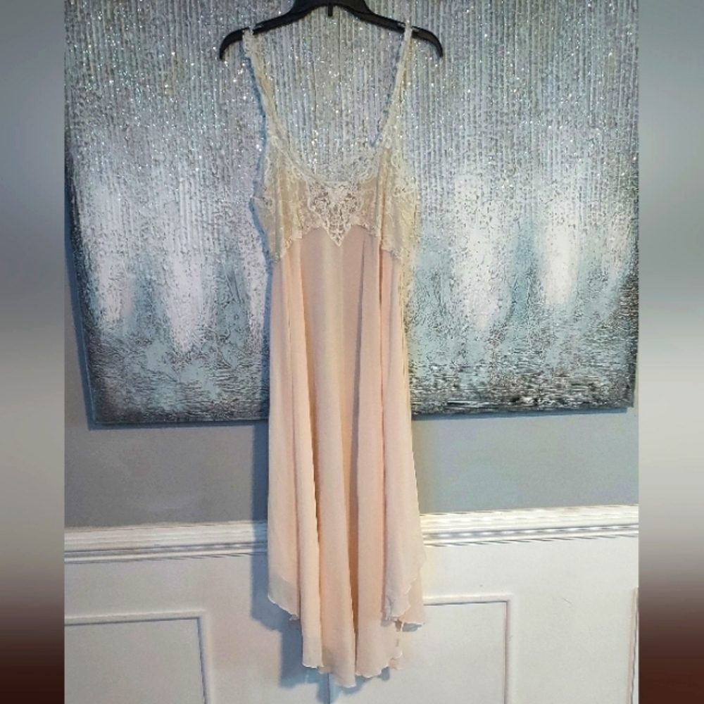 Verena Light Pink Lace Sheer Slip Night Dress Sz-S